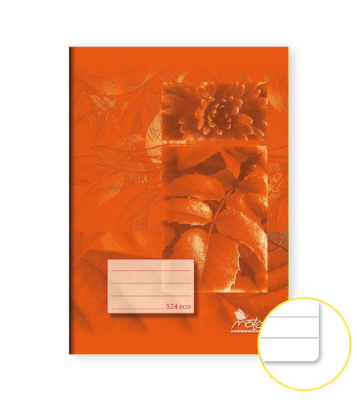 Notes sešit A5 linkovaný z recyklovaného papíru, oranžový, 20 listů