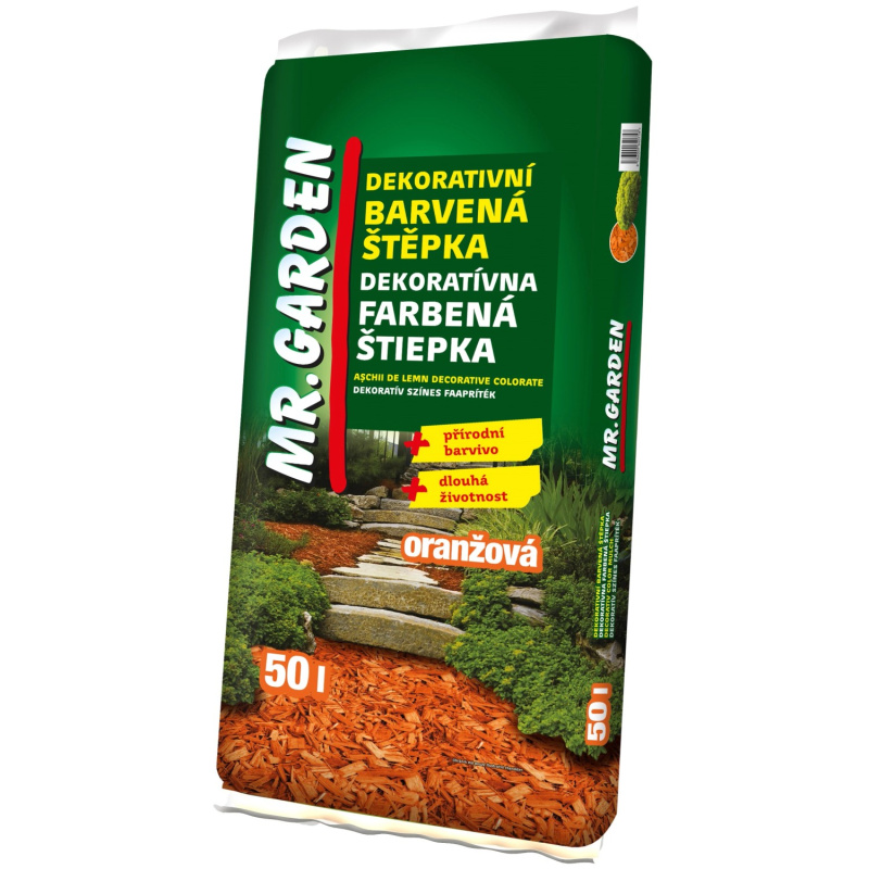 Mr.Garden Dekorační barvená štěpka, oranžová, 50 l
