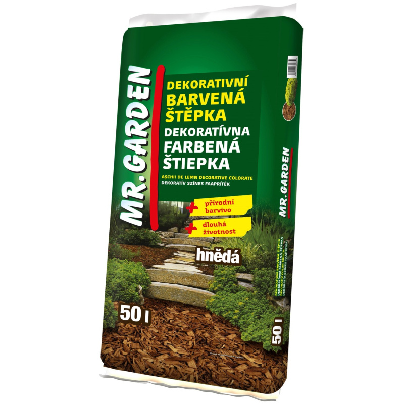 Mr.Garden Dekorační barvená štěpka, hnědá, 50 l