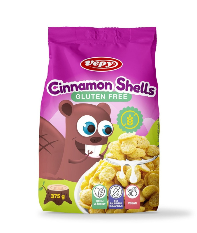 Vepy Cinnamon Shells Snídaňové skořicové mušle 375 g