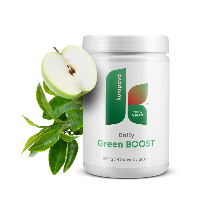 Kompava Daily Green BOOST 280 g/40 dávek, zelený čaj s jablkem