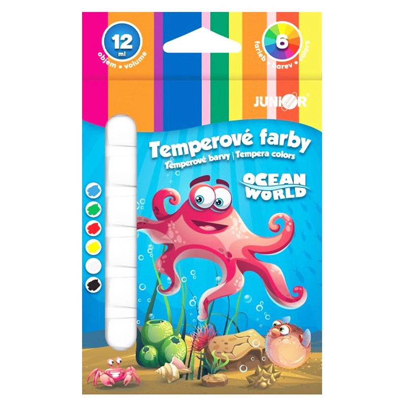 temperové barvy ocean world 6×12 ml sada