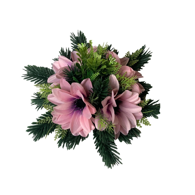 M.A.T. Podzimní dušičkové aranžmá z umělých květin světle růžové pr. 28 cm