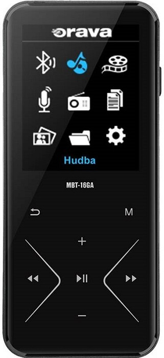 MP4 přehrávač Orava MBT-16GA / 1,8" / 16 GB / Bluetooth/3,5mm Jack / černá Varianta: ivi1