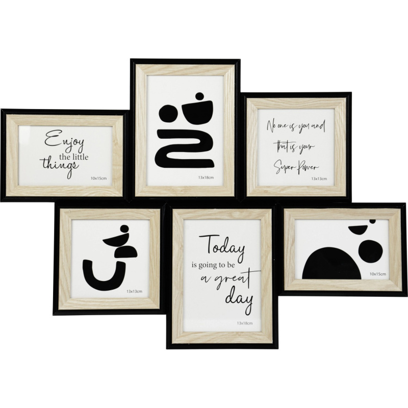 FALC Multirám v BOHO stylu na 6 fotek, černý, 10 x 15 cm