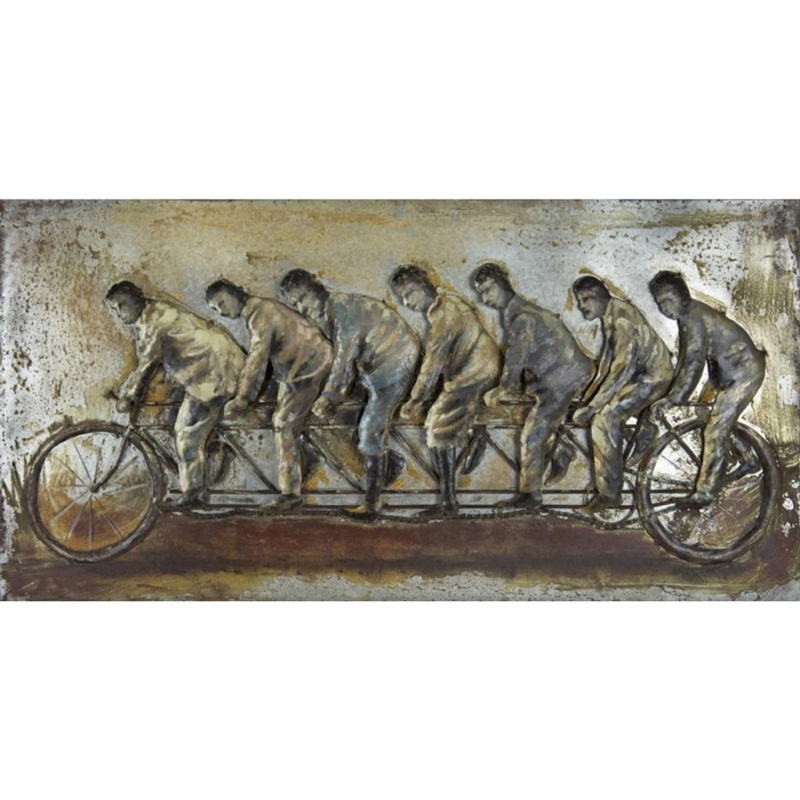 FALC Kovový obraz 3D Cyklisté 70 x 140 cm