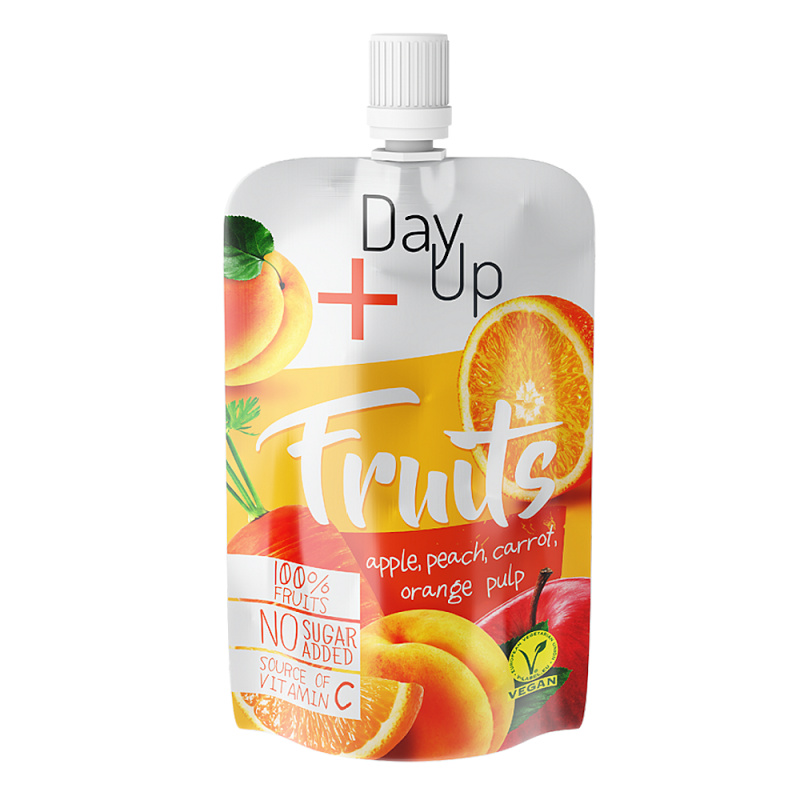 Day Up Ovocná kapsička jablko, broskev, mrkev a pomeranč 100 g