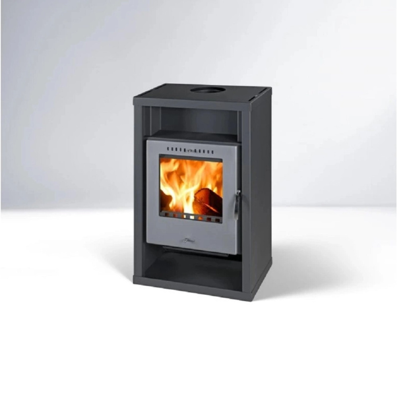 THORMA Krbová kamna HÖRBY, 7kW, černá/šedá dvířka, 55,8 x 37,5 x 90,3 cm