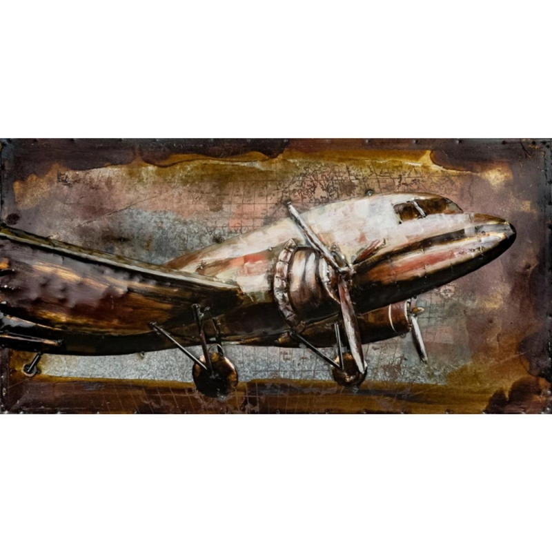 FALC Kovový obraz 3D Letadlo 40 x 80 cm