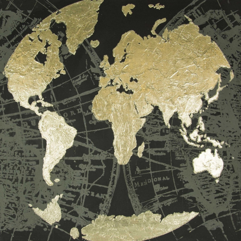 FALC Malovaný obraz Mapa sveta 100 x 100 cm