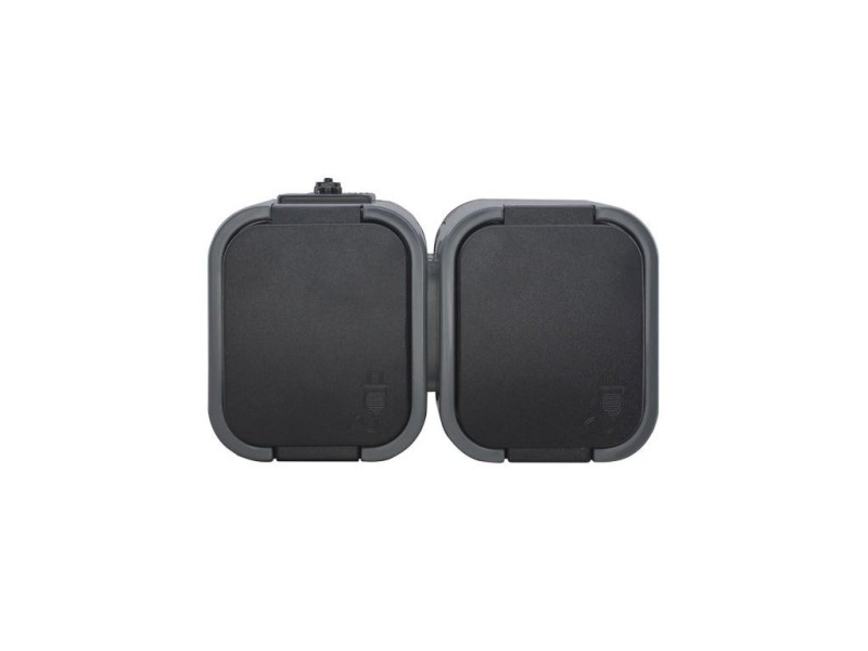 Zásuvka jednonásobná TIMEX GWN-B2 1850233, 2p+Z, IP54, šedo-černá