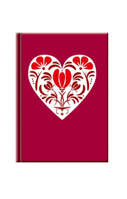 Notes Mini – Folk Srdce červený (linajkovaný)