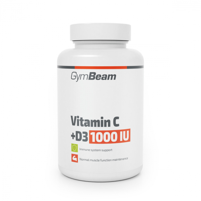 GymBeam Vitamín C + D3 1000 IU, 90 kaps.