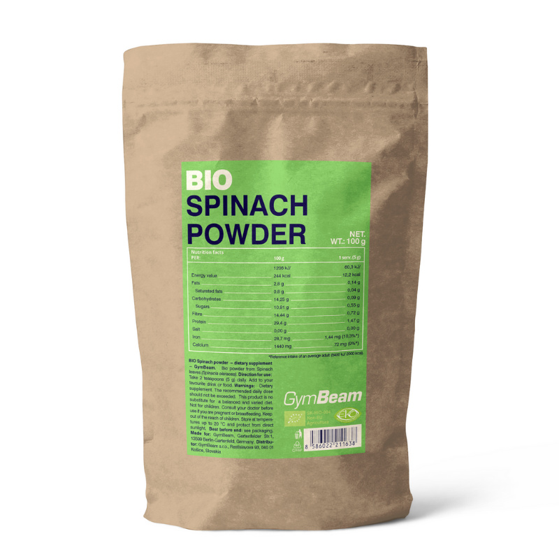 GymBeam BIO Špenátový prášek, 100 g