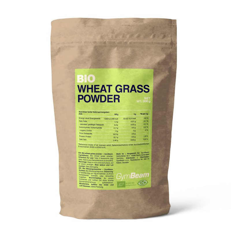 GymBeam BIO Pšeničná tráva v prášku, 200 g