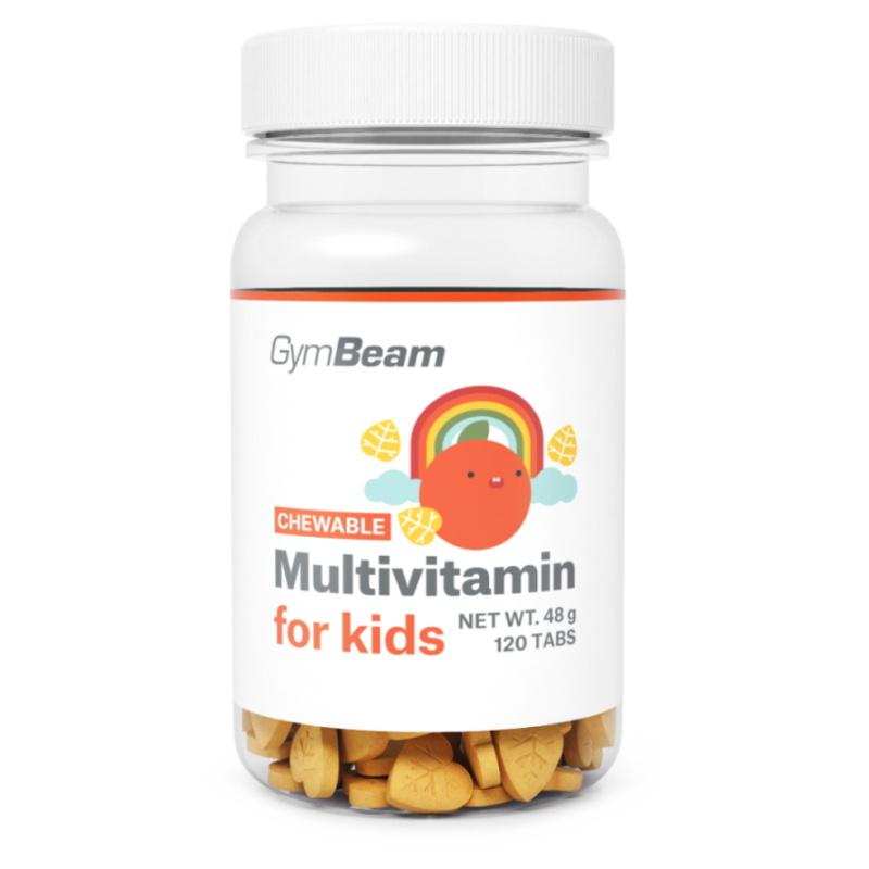 GymBeam Multivitamín, tablety na cucání pro děti, 120 tab.