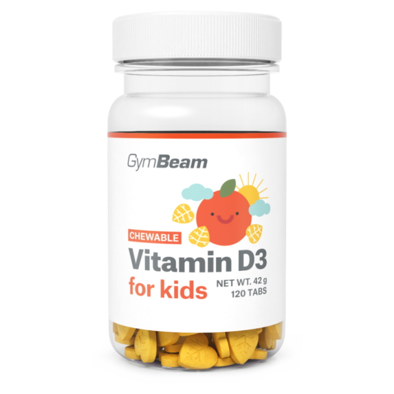 GymBeam Vitamín D3, tablety na cucání pro děti, 120 tab.