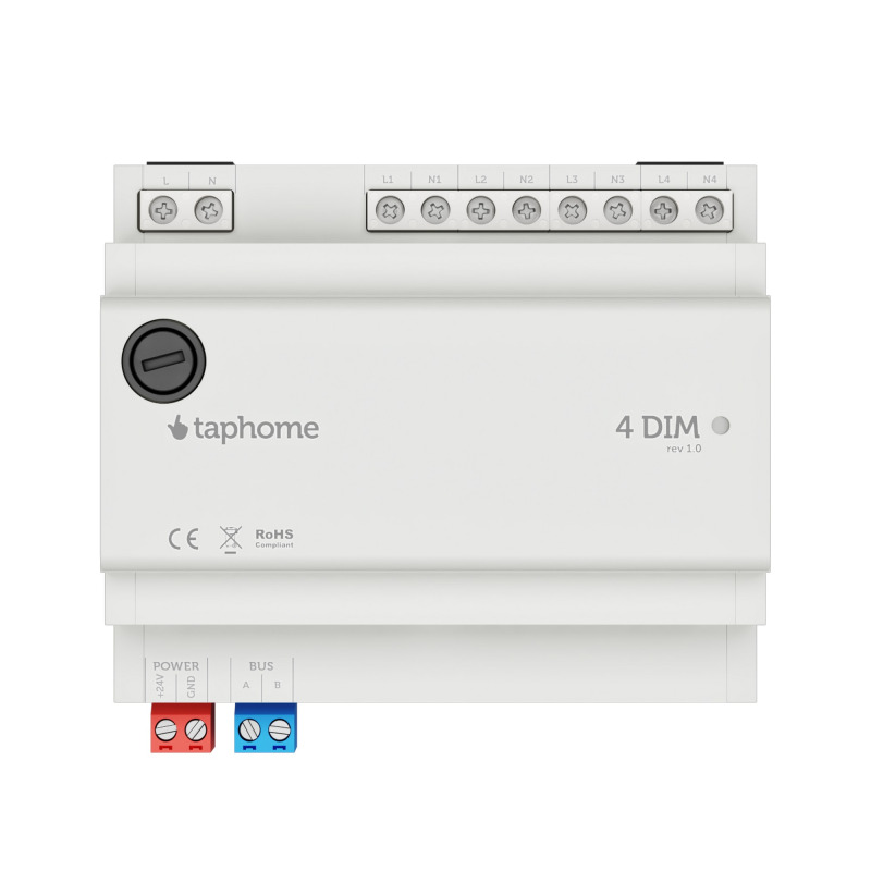 Stmívač pro LED pásky a žárovky TAPHOME TH-4DIM-DIN-1.0 4 DIM