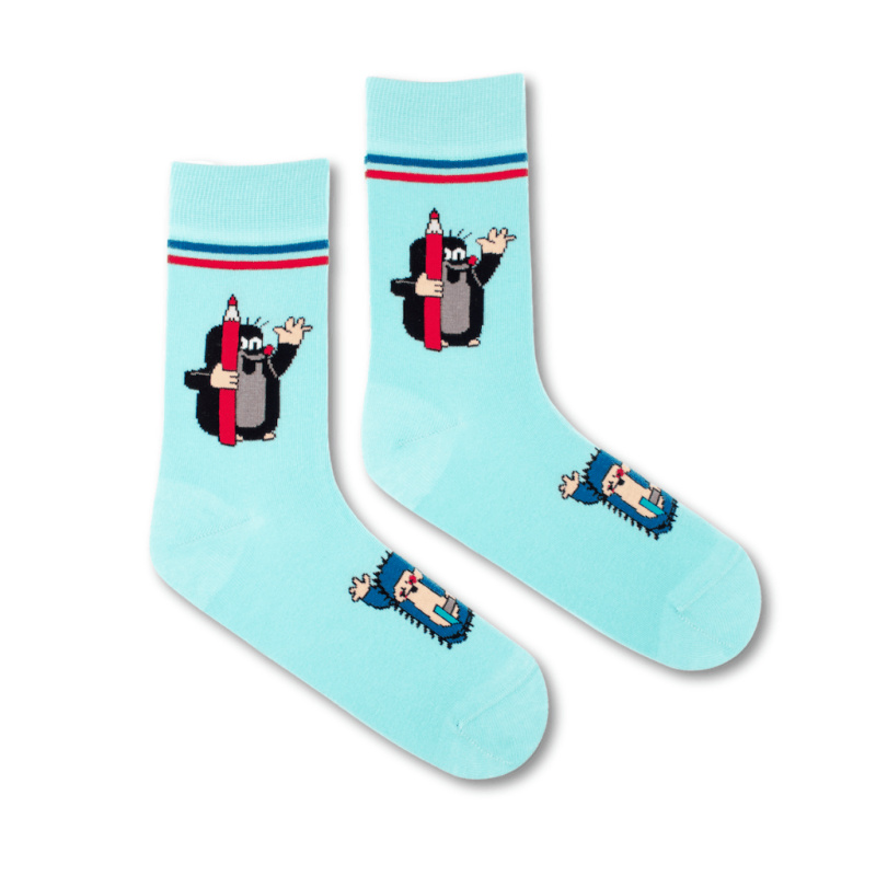 Ponožky pro dospělé Krtek varianta: s pastelkou, Velikosti dospělé: M (39-42)