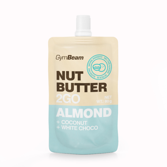 GymBeam Ořechové máslo 2GO 80 g - mandle/kokos/bílá čokoláda