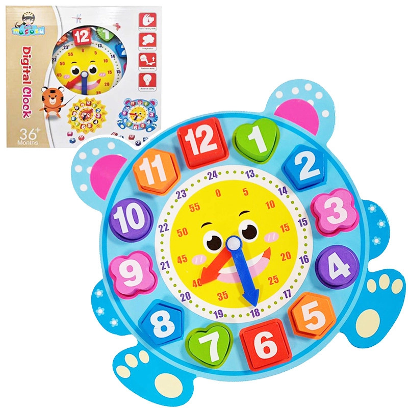 Dřevěné hodiny s vkládačkou pro děti