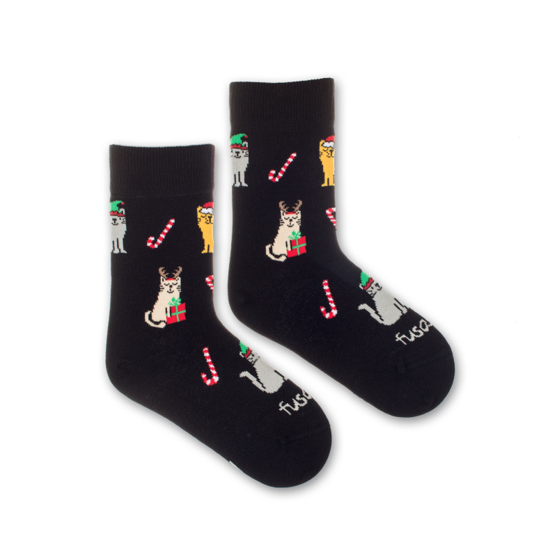Detské ponožky Mačacie vianoce L (Unisex veľkosť L (veľkosť 31-34))