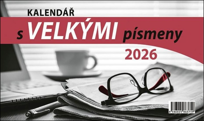 Kalendář 2026 s velkými písmeny, stolní