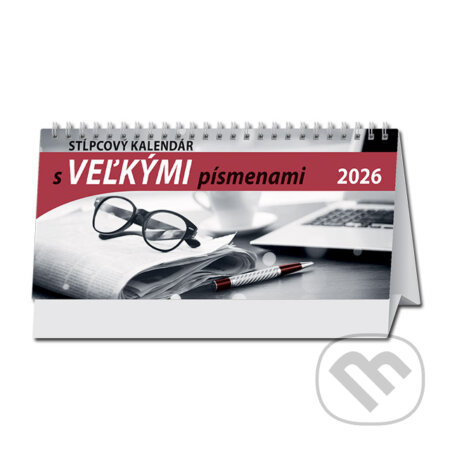 Stolový stĺpcový kalendár s veľkými písmenami 2026