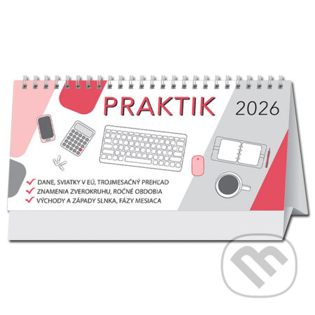 Stolový stĺpcový kalendár Praktik 2026 (slovenské a české menné kalendárium)