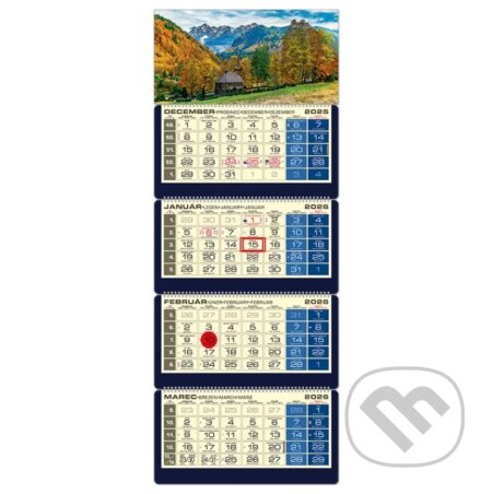 Luxus 4-mesačný nástenný kalendár 2026 - jeseň v horách