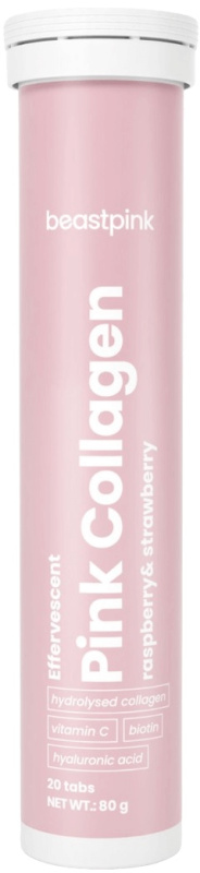BeastPink Šumivý Pink Collagen 20 šumivých tablet - jahoda/ malina