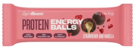 GymBeam Protein Energy Balls 45 g - jahoda a vanilka