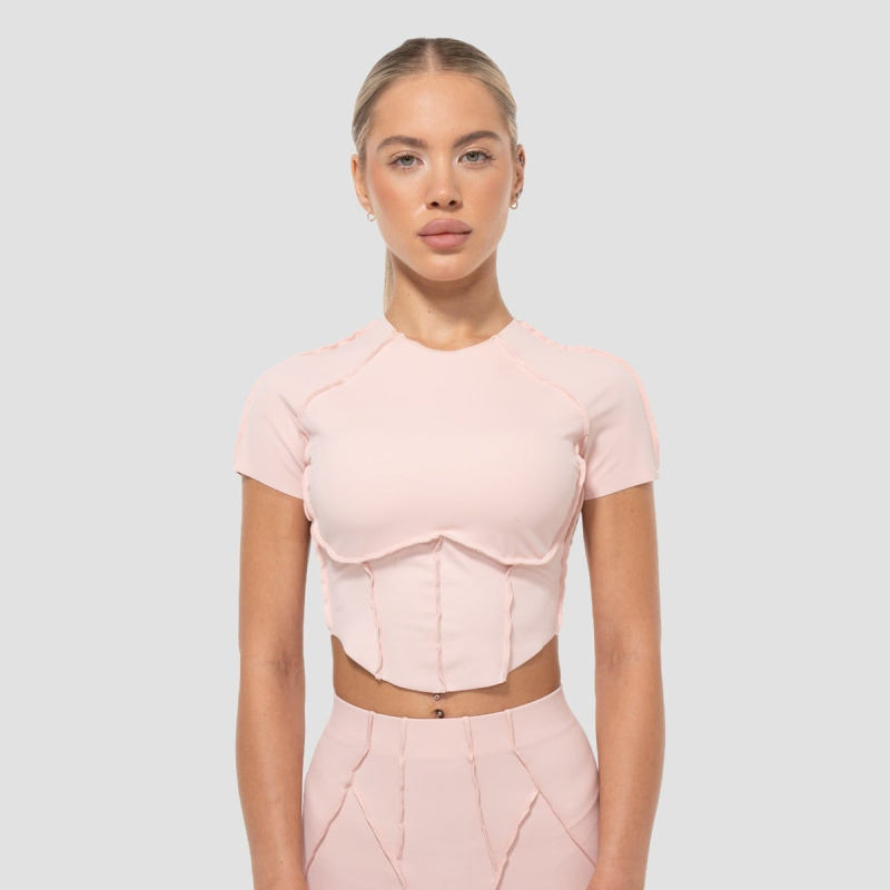 GymBeam Dámské tričko Cropped Cosmo Pink