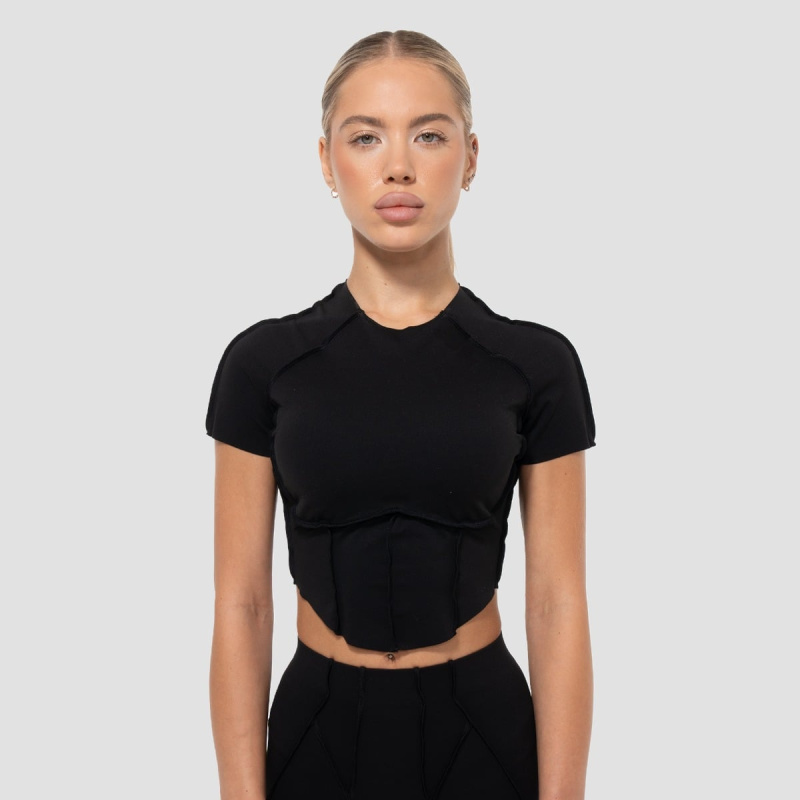 GymBeam Dámské tričko Cropped Cosmo Black