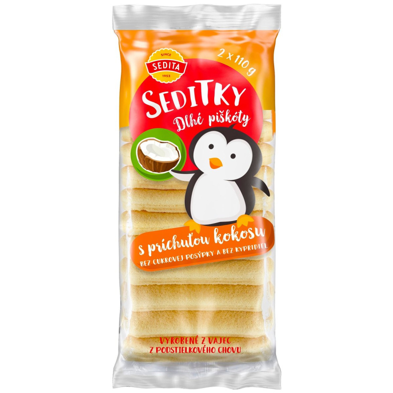 Sedita Seditky piškoty dlouhé s příchutí kokosu
