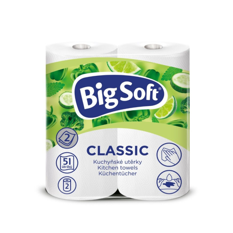 BIG SOFT Kuchyňské utěrky Classic 2-vrstvé 2 role