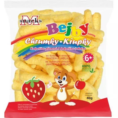 M Snacks Bejby kukuřično-jáhlové křupky jahoda-jablko