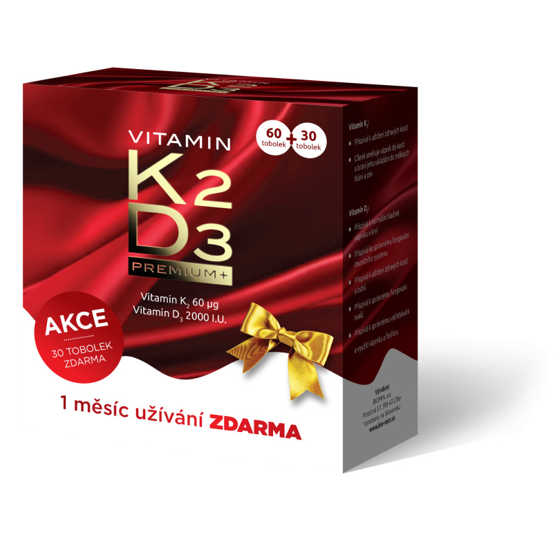 Biomin Vitamin K2 + D3 Premim vánoční balení 60+30 tobolek