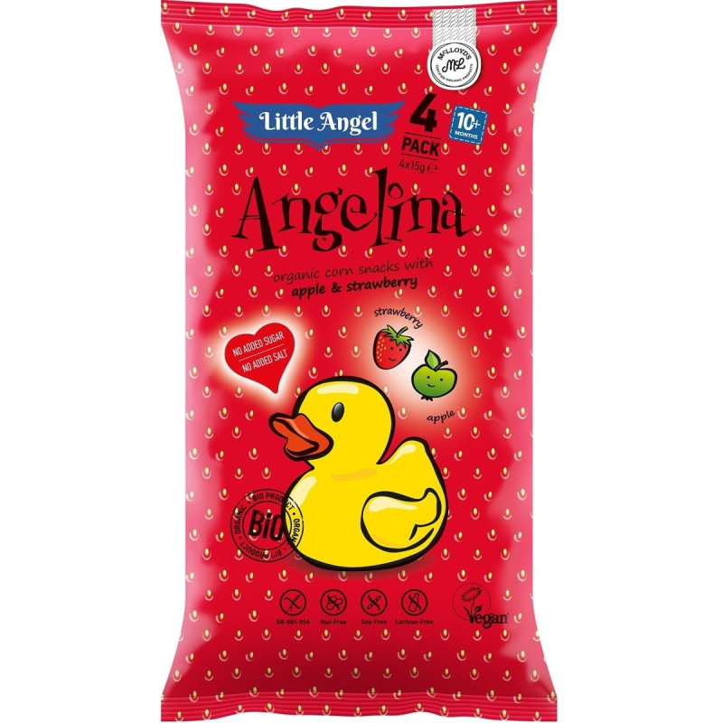 Little Angel BIO Angelina křupky jablko a jahoda 4×15 g