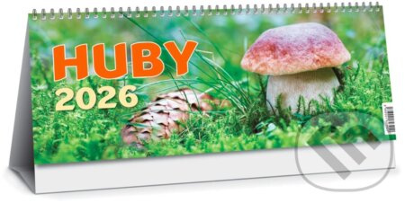 Huby 2026 - stolový kalendár (2-týždenný, riadkový)