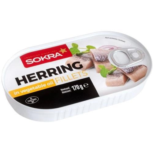 Sokra sleďové filety v rostlinném oleji 170g