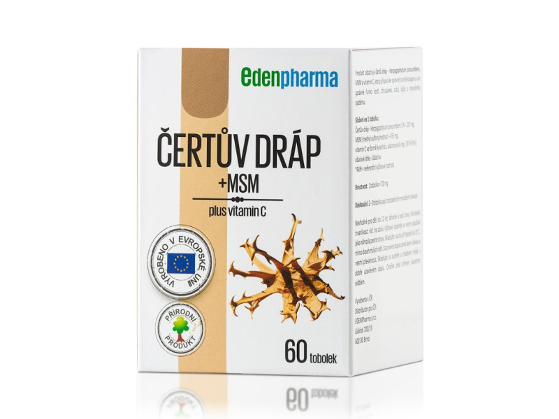 EDENPHARMA Čertův dráp + MSM plus vitamín C 60 kapslí