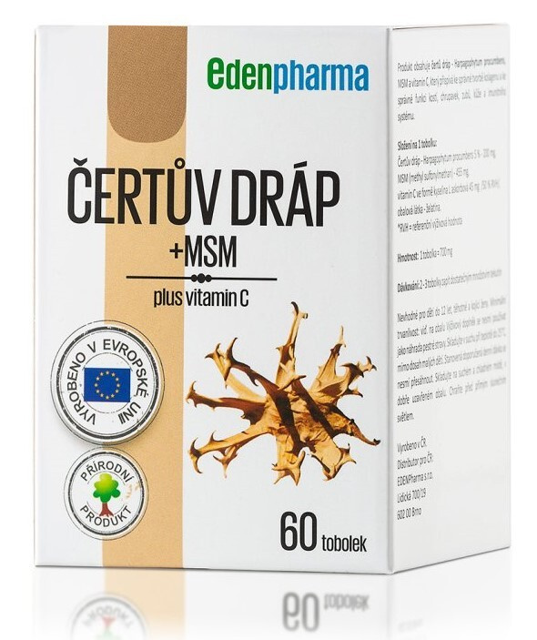 EDENPHARMA Čertův dráp + MSM plus vitamín C 60 kapslí