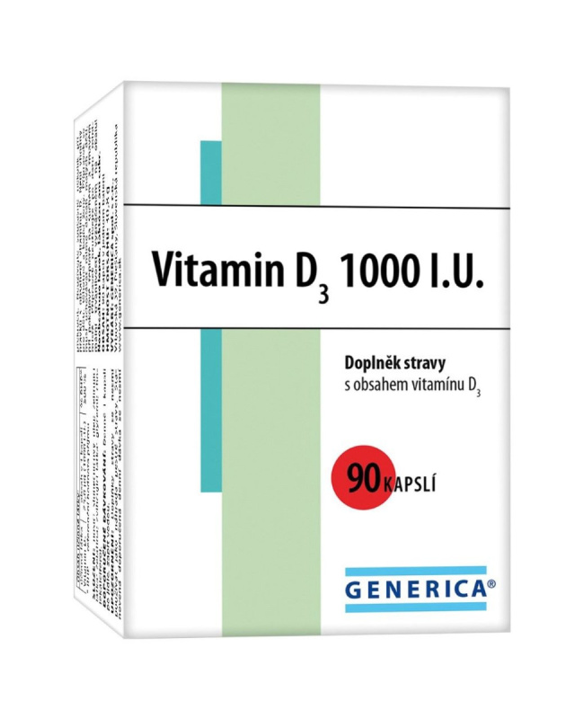 GENERICA Vitamin D3 1000 I.U. 90 kapslí