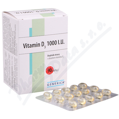 GENERICA Vitamin D3 1000 I.U. 90 kapslí