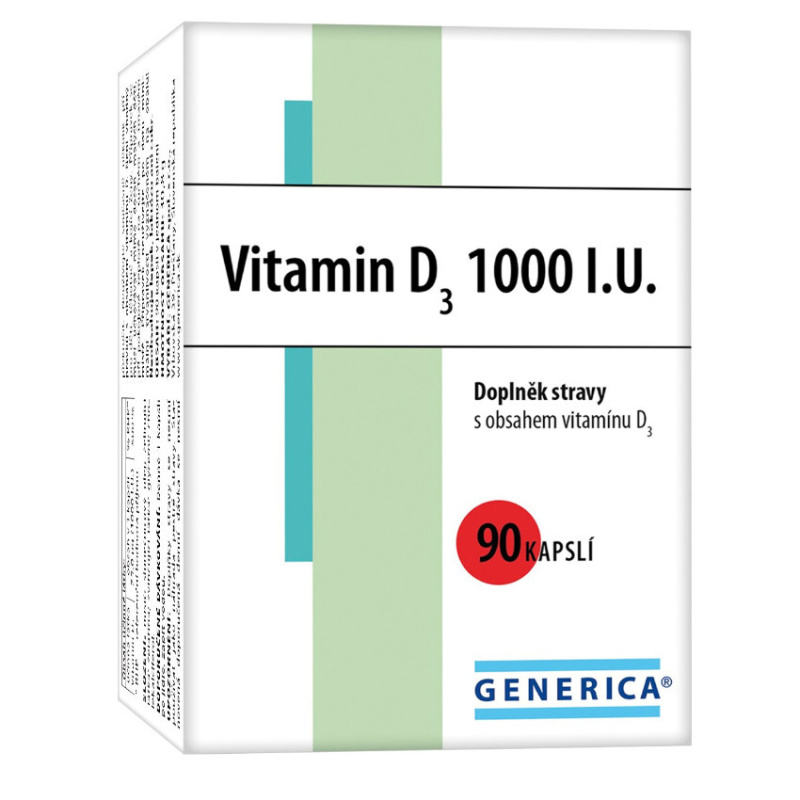 GENERICA Vitamin D3 1000 I.U. 90 kapslí