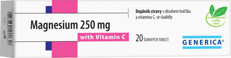 GENERICA Magnesium citrát 250 mg s vitaminem C 20 šumivých tablet