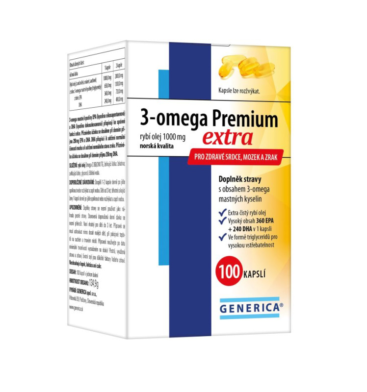GENERICA Omega 3 premium extra 100 kapslí