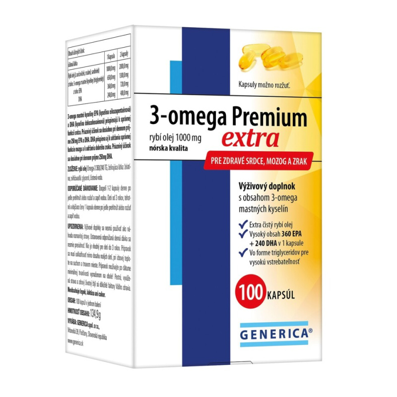 GENERICA Omega 3 premium extra 100 kapslí