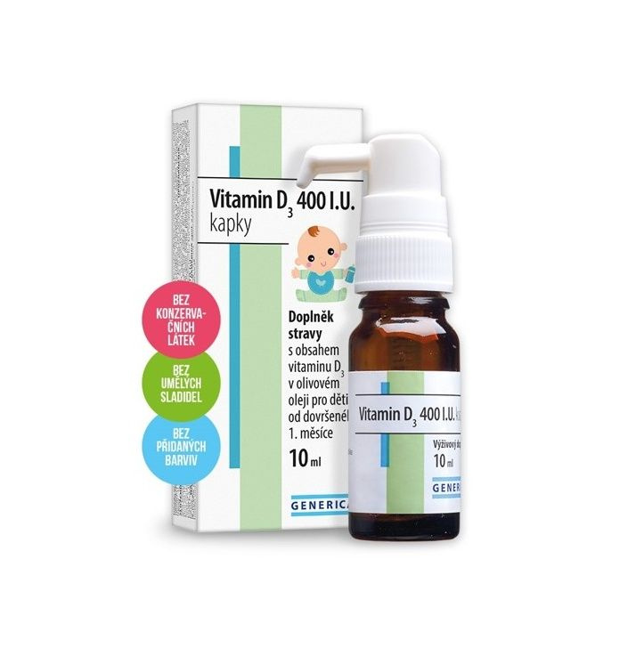 Vitamin D3 400 I.U. kapky 10 ml Generica